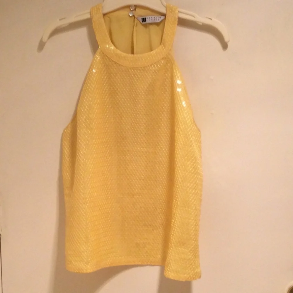 Yellow Sequen Women top sleeveless size small.          #255